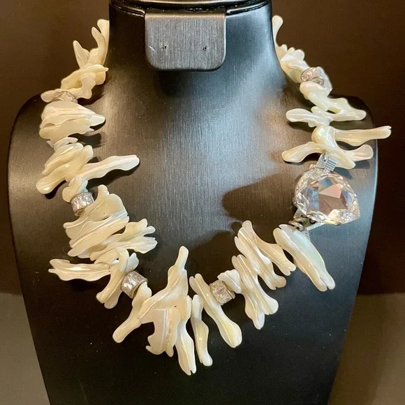 Rare OTAZU Design MOP and Crystal Necklace by Rodrigo Otazu, OOAK - Picture 11 of 11